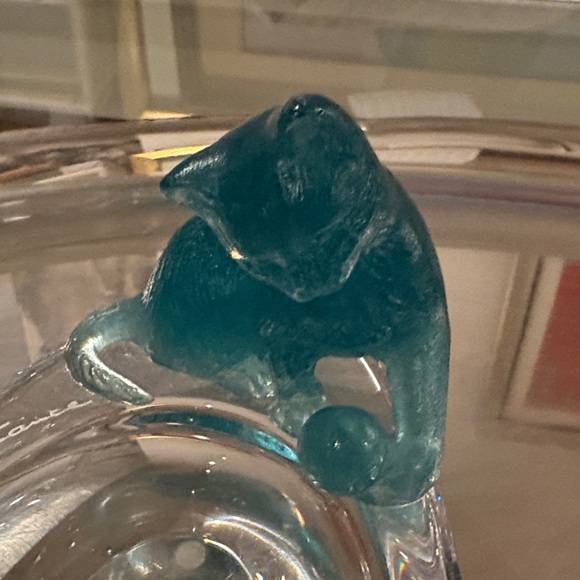 Daum Teal Glass Bear Accent Dish - Picture 2 of 7